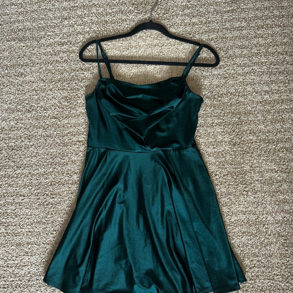 City Studio Teal Satin Mini Dress